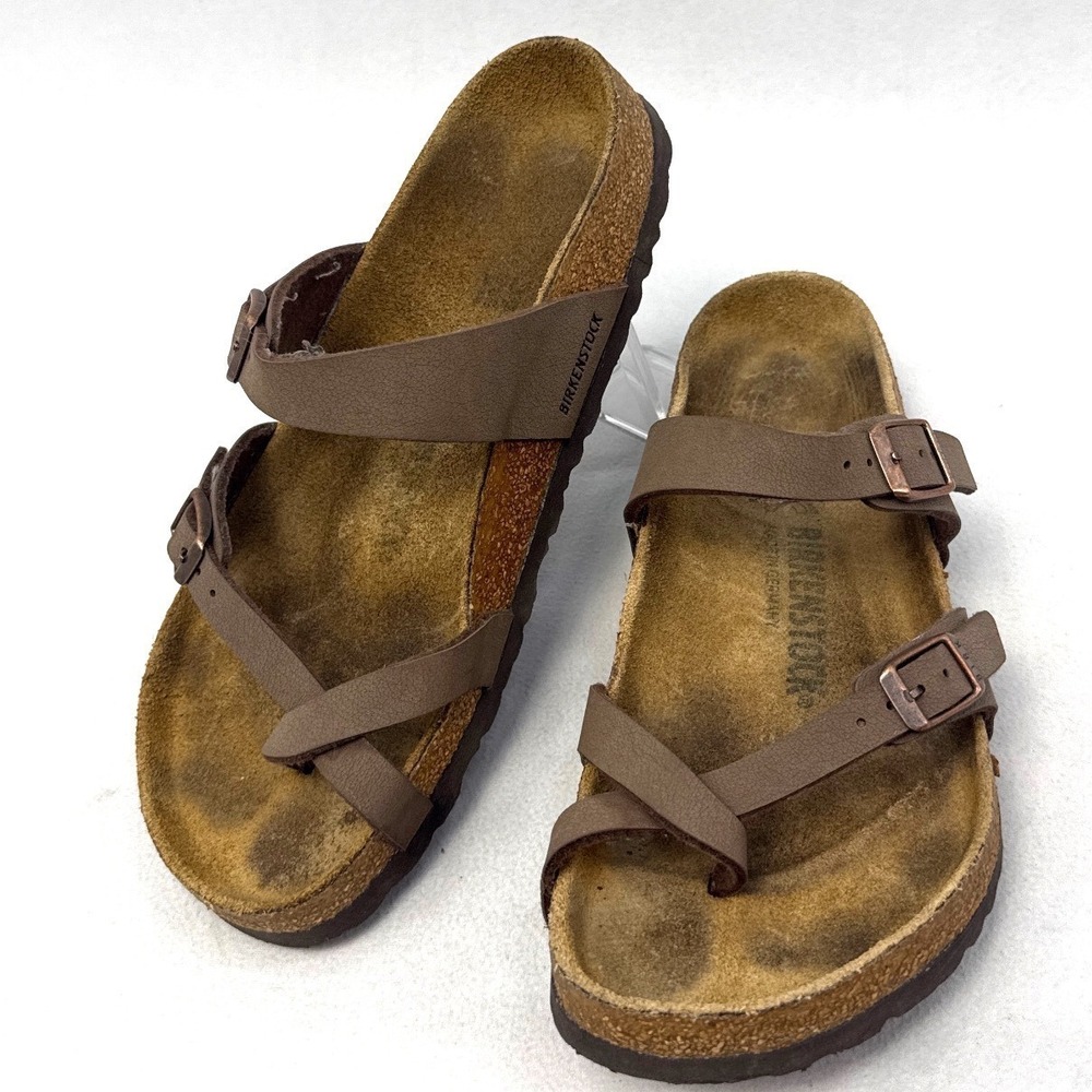 Birkenstock Mayari Mocha Brown Birko-Flor Toe Loop Sandals Size 39 L8 M6